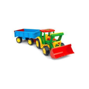   Wader 66300 Óriás traktor utánfutóval és homlokrakodóval