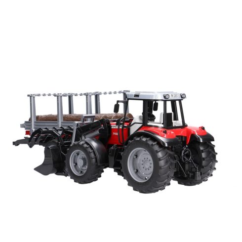 Bruder Massey Ferguson 7480 Homlokrakodóval és rönkszállitóval