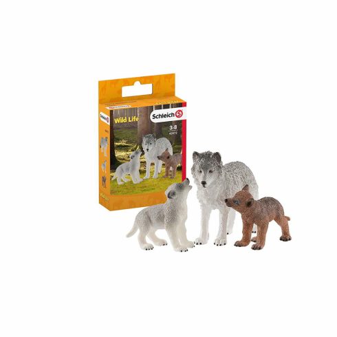 Schleich Farkas anya kölykökkel figura