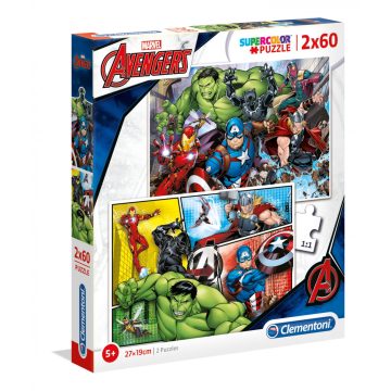   Clementoni Marvel Bosszúállók Supercolor - 2 az 1-ben puzzle 2x60 darabos
