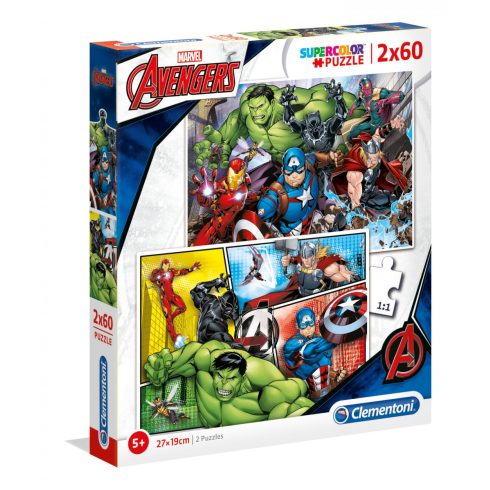 Clementoni Marvel Bosszúállók Supercolor - 2 az 1-ben puzzle 2x60 darabos