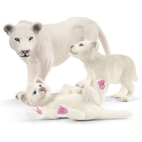 Schleich Wild Life: Fehér oroszlán anya kölykeivel