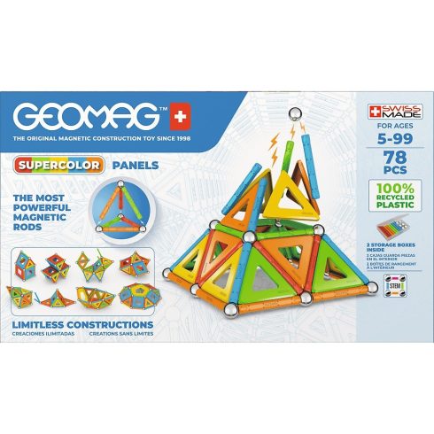 Geomag Supercolor Panels 78 darabos mágneses építőjáték készlet