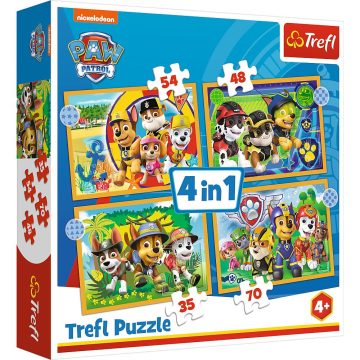   Trefl Mancs Őrjárat vakáción - 4 az 1-ben puzzle 35, 48, 54, 70 darabos