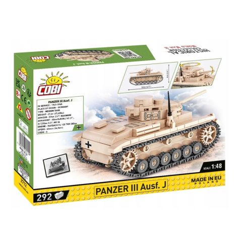 Cobi Panzer III Ausf. J tank 292 darabos építőjáték 1:48