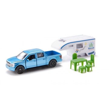 Siku Ford F150 Pick-Up lakókocsi - Kék