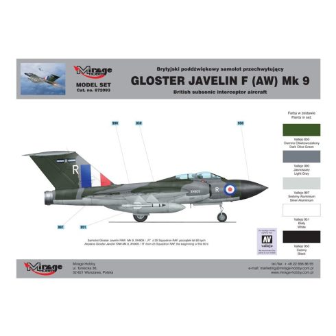 Mirage Hobby Gloster Javelin F Mk9 repülőgép műanyag modell (1:72)