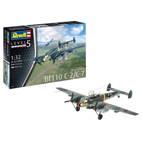 Revell Messerschmitt BF-110-C7 vadászrepülőgép műanyag modell (1:32)