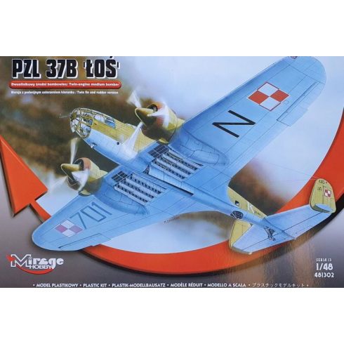 Mirage Hobby PZL 37B repülőgép műanyag modell (1:48)