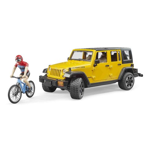 Bruder Jeep Wrangler terepjáró kerékpárral és figurával (1:16) - Színes