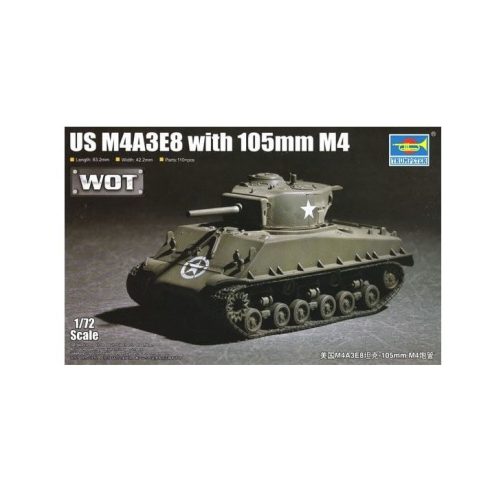 Trumpeter US M4A3E8 + 105mm M4 harckocsi műanyag modell (1:72)