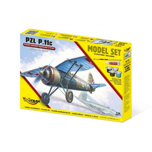 Mirage Hobby Samolot P.11C vadászrepülőgép műanyag modell készlet (1:48)