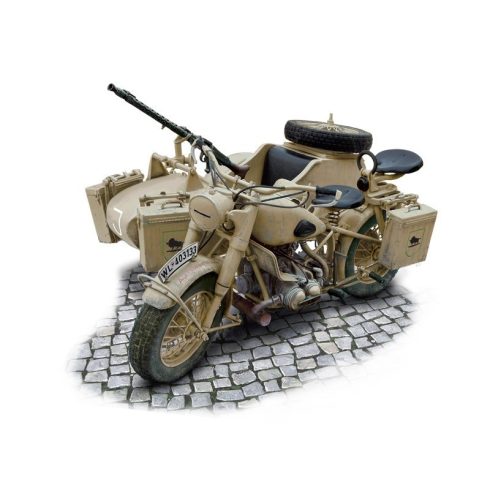 Italeri Német harci motorkerékpár oldalkocsival műanyag modell (1:9)