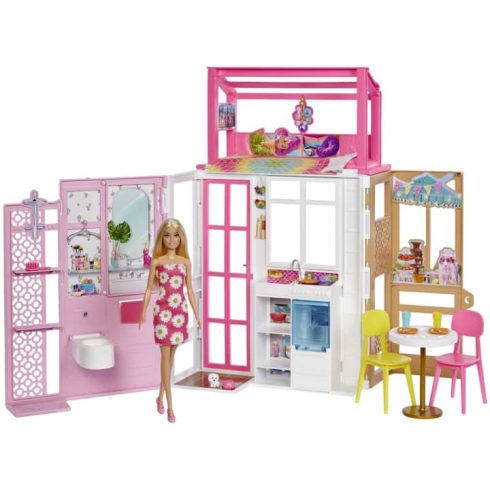 Mattel HCD48 Barbie nyaraló ház és baba játékszett