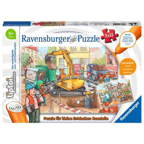 Ravensburger Apró felfedezőknek: Az építkezés - 2x12 darabos puzzle