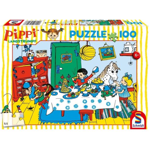 Schmidt Spiele Harisnyás Pippi Kávéparti - 100 darabos puzzle