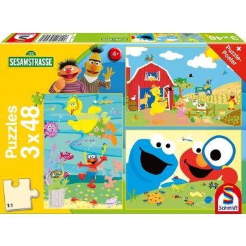 Schmidt Spiele Szezám utca - 3 az 1-ben puzzle 3x48 darabos