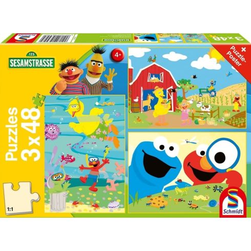 Schmidt Spiele Szezám utca - 3 az 1-ben puzzle 3x48 darabos