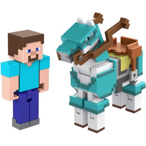 Mattel Minecraft - Steve és páncélozott ló figurák