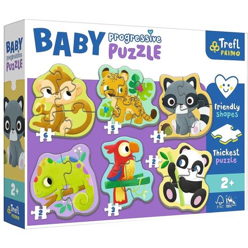 Trefl Baby Progressive Puzzle Egzotikus állatok 6 az 1-ben puzzle