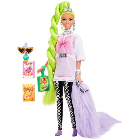 Barbie Fashionistas Extravagáns zöld hajú baba papagájjal