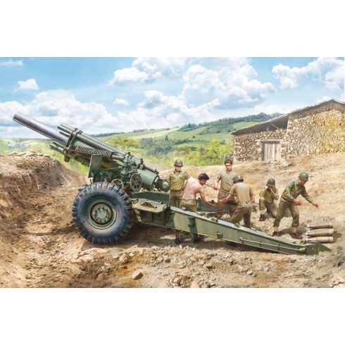 Italeri M1 155mm Howitzer löveg legénységgel műanyag modell (1:35)