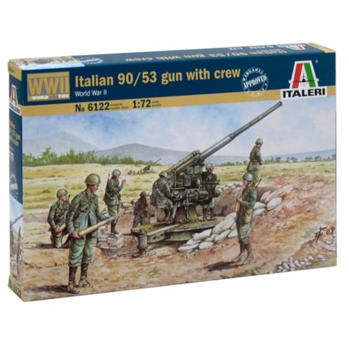 Italeri II. világháborús olasz légvédelmi ágyú és kezelőszemélyzete műanyag makett (1:72)