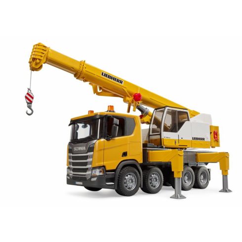 Bruder Scania teherautó Liebherr daruval - Sárga