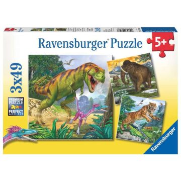   Ravensburger Állatok a dínók korából 3 az 1-ben puzzle 3x49 darabos