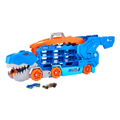 Mattel Hot Wheels City: Átalakítható Ultimate Autószállító T-Rex játékszett - Kék