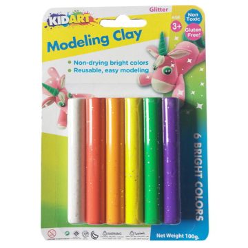 Kid Art Csillámos, színes modellező gyurma - 6 db