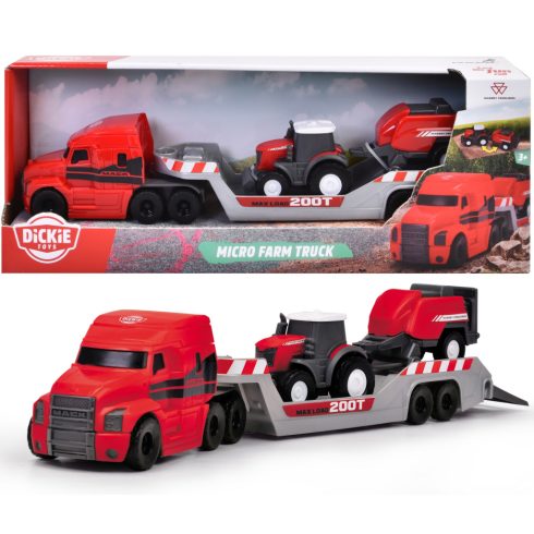 Dickie Toys Massey Ferguson Micro Farm traktor szállító jármű szett - Piros/Szürke