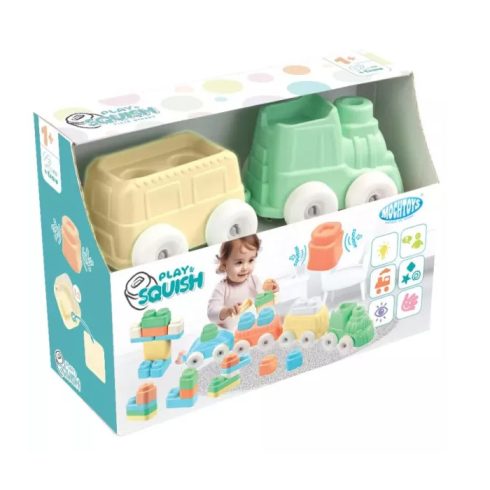 Mochtoys Play&Squish 12 darabos összenyomható építőjáték vonattal