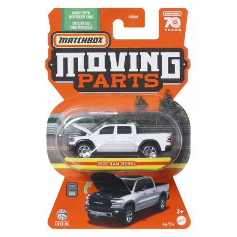 Mattel Matchbox Moving Parts 2020 Ram Rebel kisautó - Fehér