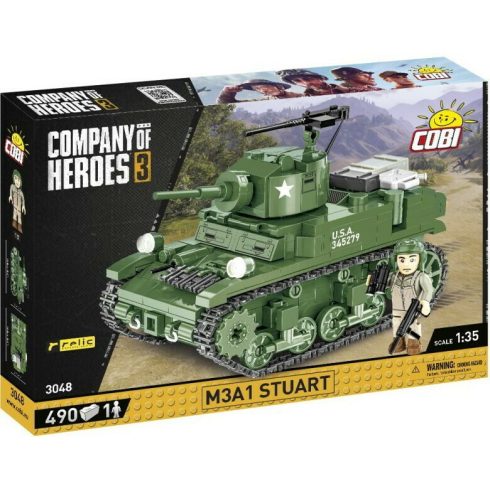 Cobi WWII 3048 M3A1 Stuart Tank 490 darabos építő készlet