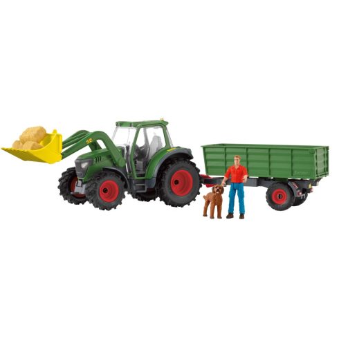 Schleich Farm World Traktor pótkocsival - Zöld