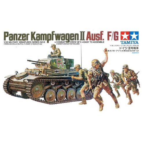 Tamiya MT-35009 Pzkpfw II Kit Német könnyű tank + szárazföldi egység műanyag modell (1:35)