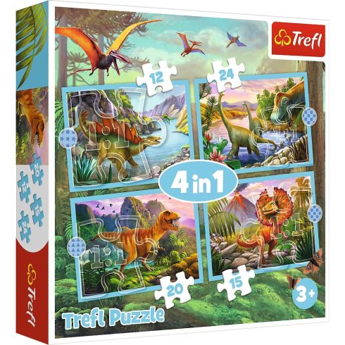 Trefl Dinoszauruszok - 4 az 1-ben 71 darabos puzzle