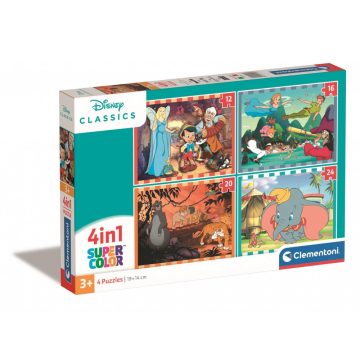   Clementoni Supercolor - Disney klasszikusok 4 az 1-ben puzzle 12, 16, 20, 24 darabos