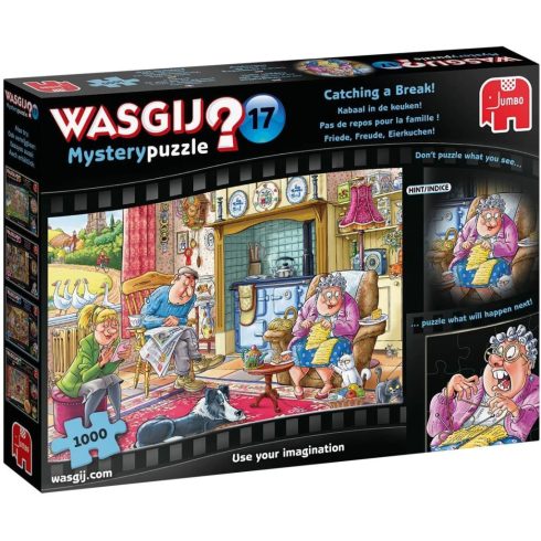 Jumbo 19175 Wasgij Mystery 17 - Béke öröm karikatúra 1000 darabos Kreatív Puzzle