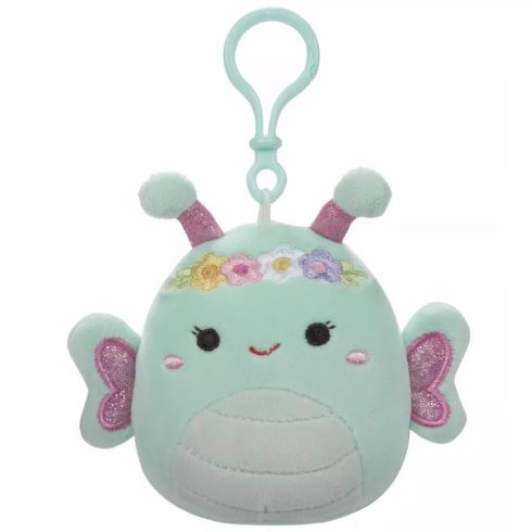 Squishmallows Reina tengerzöld pillangó kulcstartós plüss figura virágfejdísszel - 9 cm