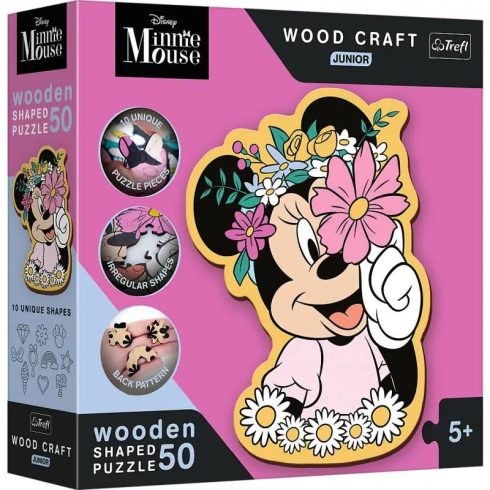 Trefl Puzzle Wood Craft Disney Minnie egér virágokkal - 50 darabos puzzle