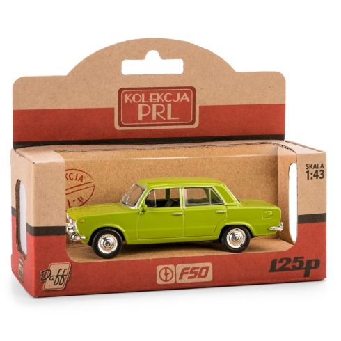 Daffi Prl Fiat 125P zöld autó fém és műanyag modell (1:43)