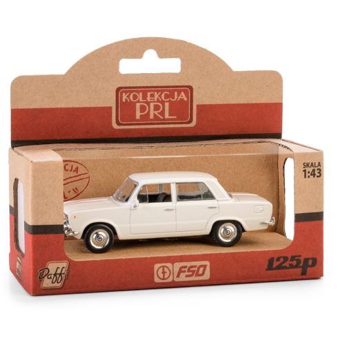 Daffi Prl Fiat 125P fehér autó fém és műanyag modell (1:43)