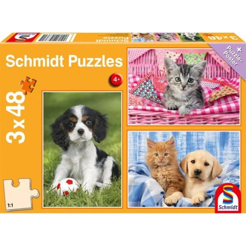 Schmidt Spiele Kedvenc állat kölykök - 3x48 darabos puzzle