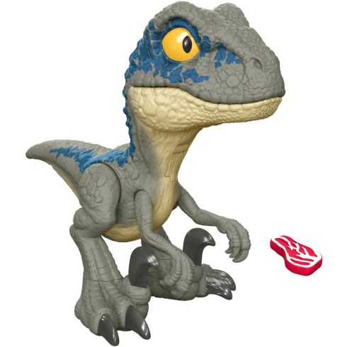 Mattel Jurassic World Mega Roar Velociraptor kék figura