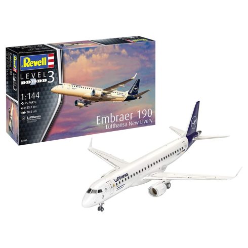 Revell Embraer 190 Lufthansa New Livery repülőgép műanyag modell (1:144)