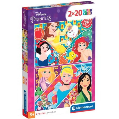 Clementoni 24766 Kinderpuzzle Supercolor - Disney Hercegnők Puzzle 2x20 darabos