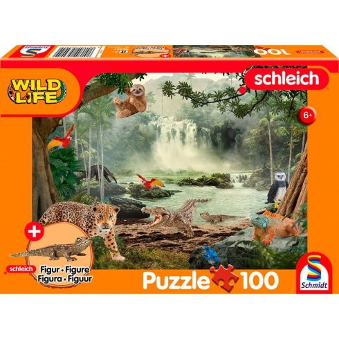 Schmidt Spiele 56467 Vadon Élő Állatok Puzzle 100 darabos + Krokodil figura