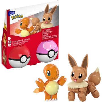   Mattel JCR81 MEGA Pokémon Pokélabda - Charmander és Eevee 40 darabos Építőjáték